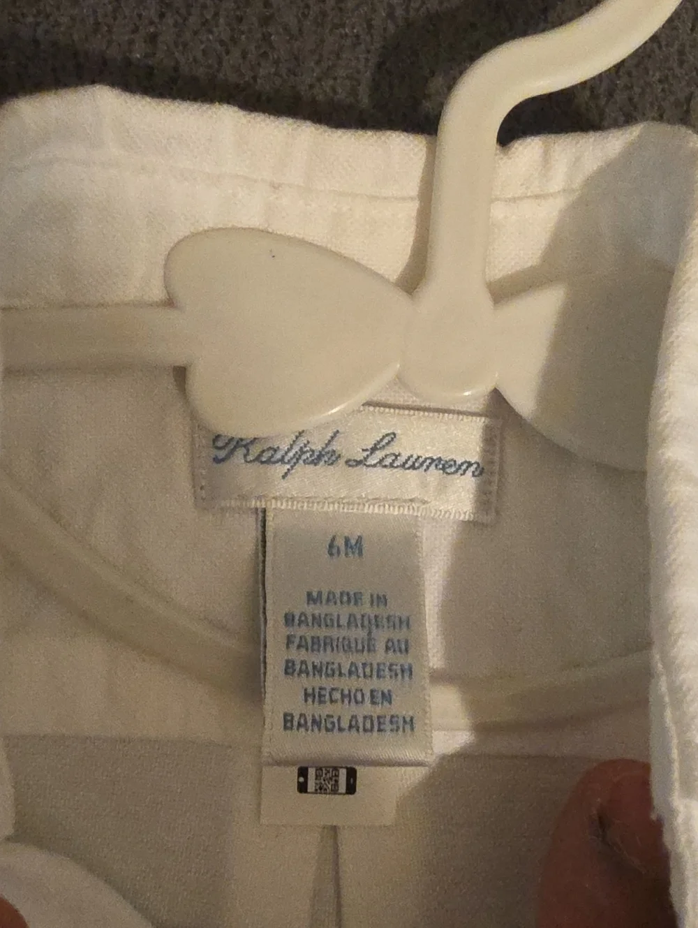 Ralph Lauren White Short-Sleeve Button-Down Shirt with Navy Polo Embroidery